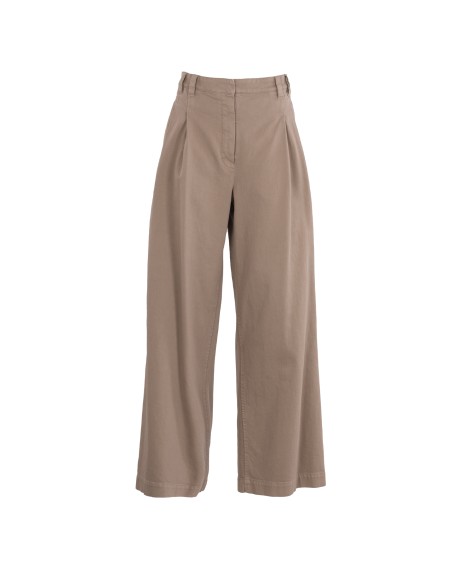 Shop BRUNELLO CUCINELLI  Trousers: Brunello Cucinelli tapered trousers.
Zip closure with metal hooks.
Front patch pockets.
Back patch pockets.
Double pleats.
Nickel-free monili decoration.
Regular fit.
Composition: 99% Cotton 1% Elastane.
Made in Italy.. M0H43P5817-C7969